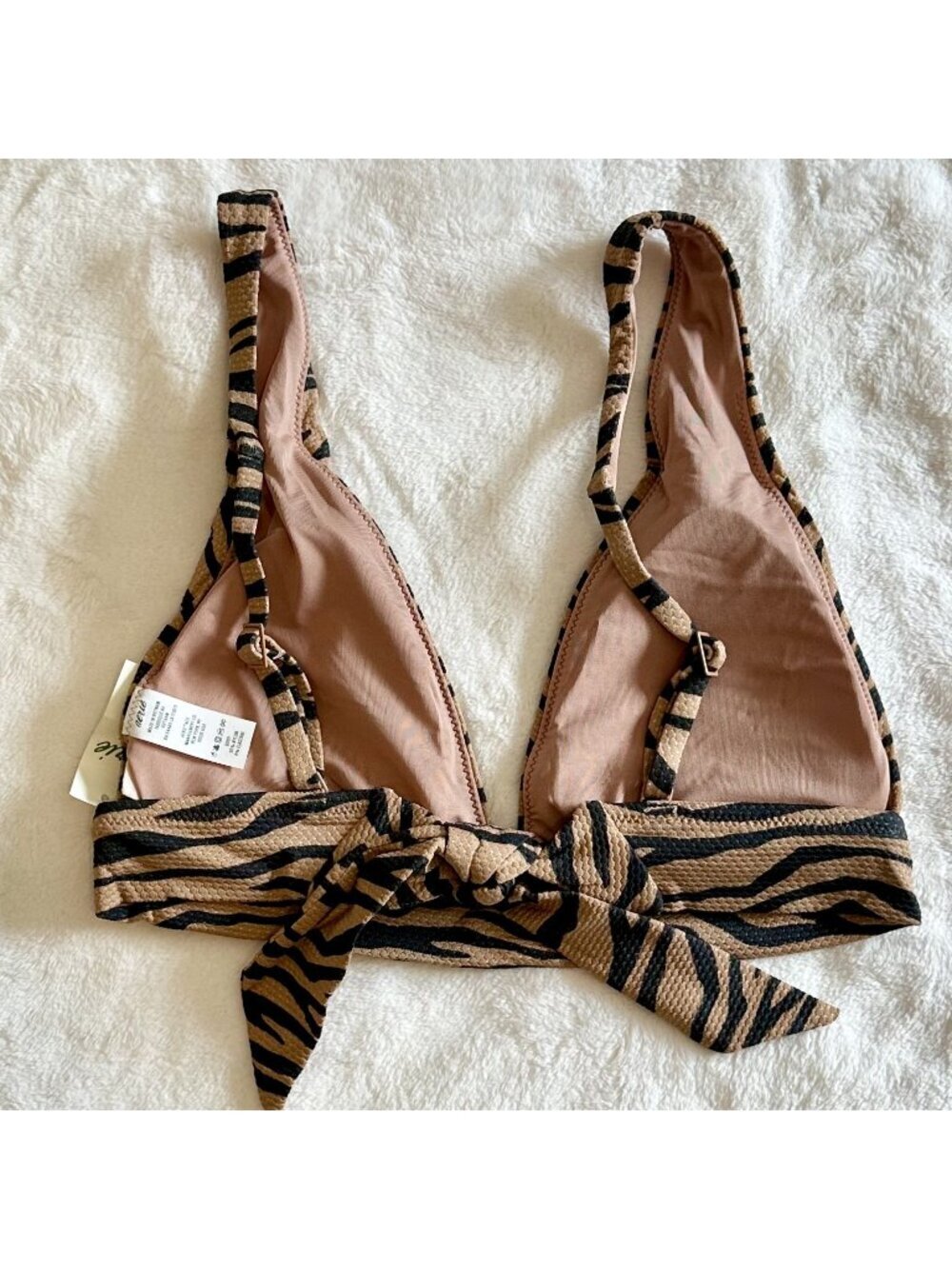 NWT Aerie Pique Triangle Zebra Stripes Bikini Top - Size: Small - Picture 5 of 8